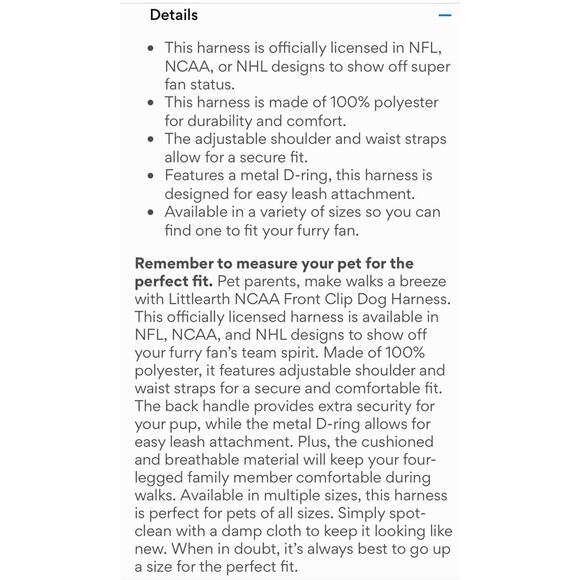 VIRGINIA TECH Hokies DOG VEST HARNESS PREMIUM PADDED Front Clip VT NEW UNUSED - Picture 9 of 9